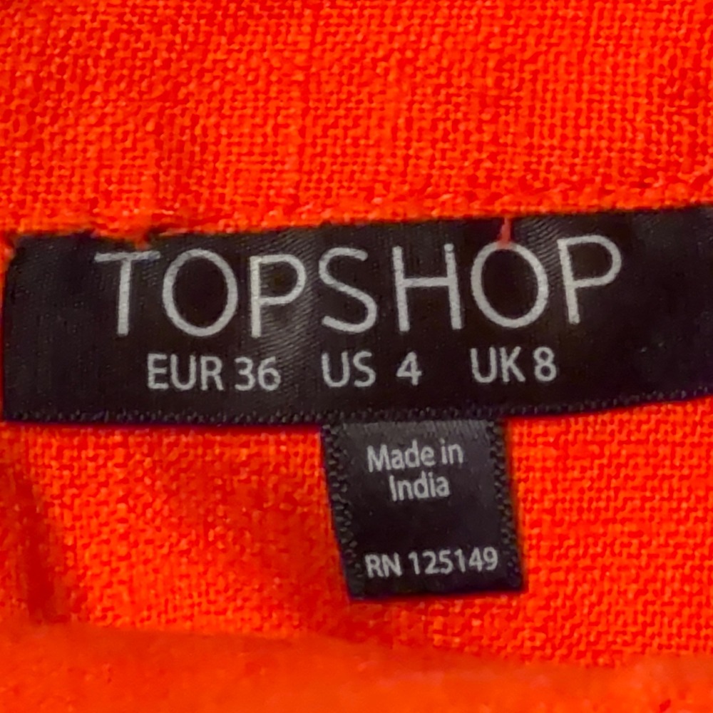 Topshop Mini Skirt Women 4 Orange A-Line Cotton Pocket Mod Summer Moto Y2K Retro - Picture 7 of 10